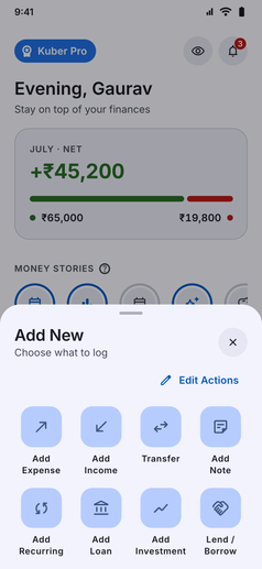 Shortcuts screenshot: Add New sheet over Home with custom entry options