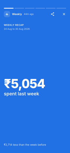 Money Stories screenshot: Money story: weekly spending recap