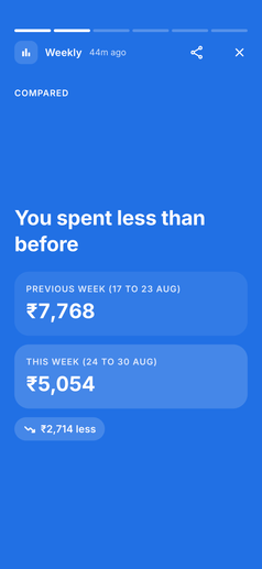 Money Stories screenshot: Money story: this week compared with last week
