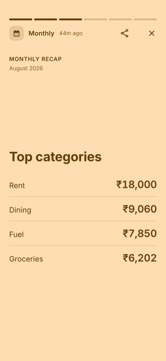 Money Stories screenshot: Money story: top spending categories this month