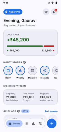 Kuber Home screen